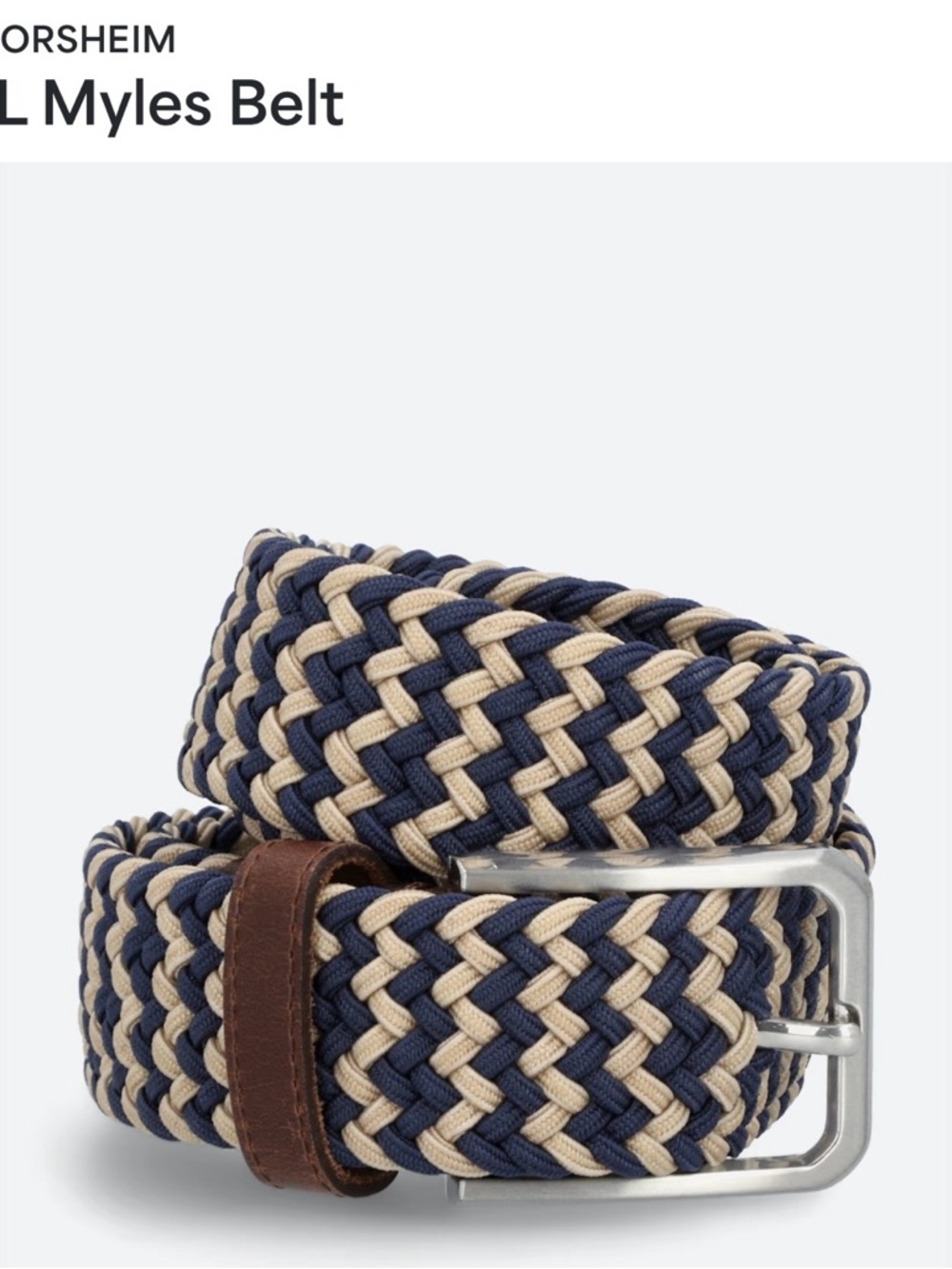 Florsheim woven navy and tan braided belt.